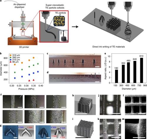 Nature Electronics 3D热电微结构的直接墨水书写